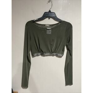 Intimately Free People Green Sheer Mesh Sz XS Cropped Long Sleeve Top Layering